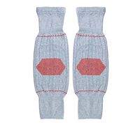 Flyusa Unisex Cotton Warm Knee Brace Pads Winter Cycling Knee Leg Warmers Knee Sleeves for Men Women(Light Grey and Orange)