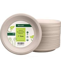 Compostable Plates 7 Inch Disposable Paper Plates - Made from 100% Sugarcane - Biodegradable Eco Friendly bagasse Plates Natural heavy duty Party Plates - No Plastic BPA Free - by Bluetable [100 Pack]