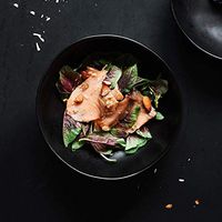 ZSQAI Black Tableware Retro Irregular Ramen Soup Bowl Fruit Salad Bowl