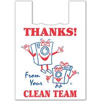 Plasticplace Jumbo Plus Plastic Shopping & Laundry Bags - White,"Thanks! From Your Clean Team", 26x34, 250/Case