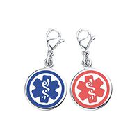 Divoti Pre-Engraved Engraved Mix N Match 9/16" (14.2mm) 316L Stainless Medical ID Charms-Blue & Red -Diabetes
