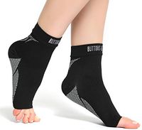 Buttons & Pleats Plantar Fasciitis Socks with Arch & Ankle Support Foot Care Compression Sock L Black