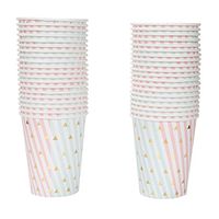 Geeklife Metallic Gold Paper Cups, Disposable Gold Triangle Paper Cups 9oz for Wedding,Party,Cocktail and Anniversary Dinner,40 pcs