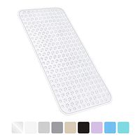 YINENN Bath Tub Shower Mat 35x15.5 Inch Non-Slip and Phthalate Latex Free,Bathtub Mat with Suction Cups,Machine Washable XL Size Bathroom Mats with Drain Holes (Clear)