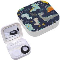 Portable Contact Lens Case Box Travel Kit Mirror + Bottle + Tweezers Container Holder [ Cute Funny Kids Dinosaurs ]