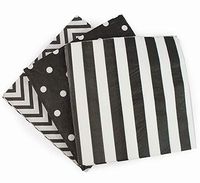 Paper Napkins White Black, Decorative Dinner Luncheon Napkins for Party Events 60count, folded 6.5” x 6.5”, unfolded 13” x 13”