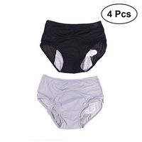 Healifty Menstrual Panties 4Pcs Womens Menstrual Underpants Period Briefs Teen Girls No Leak Underpants Size 2XL (2pcs Black and 2pcs Grey)