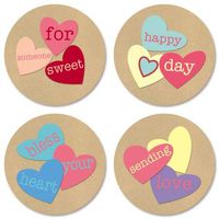 Jar of Hearts Envelope Seals - Set of 24 (4 Designs) Sticker Seals on 8-1/2" x 11" Sheet