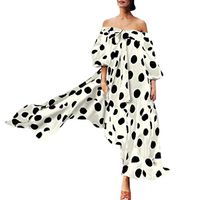 T Shirt Dress,Women Fashion Polka Dot Printed Dress Cold Shoulder Lace Ruffle Bow Dress White