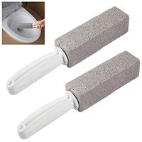 MDLUU Pumice Cleaning Stone with Handle, Toilet Bowl Cleaner, Hard Water Ring and Stains Remover, Pumice Scouring Stick for Tiles, Rust Grill Griddle, Sinks, Bathtubs, Pack of 2