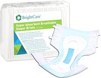 Supreme Breathable Disposable Diaper Briefs with Tabs for Incontinence - Absorbent Tab Style - Unisex for Men and Women by BrightCare, 18 Count (Large, Waist 45-58 Inch Waist)