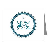 Note Cards (10 Pack) Primitive Dancing Duo Teal