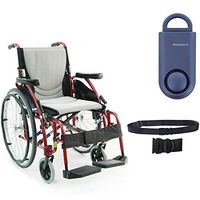 S-Ergo 125 Ergonomic Wheelchair | Seat Size 16" X 17" | Flip-Back Armrest | Swing Away Footrest | Frame Color Red & Free 130 dB Matte Blue Safety Alarm! + Black Belt!