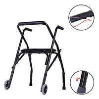 HLDWXN Adjustable Folding Walking Aid, Lightweight & Adjustable Mobility Aid for Elderly Lightweight Folding Aluminium 2 Wheeled Rollator Walking Frame with Seat, Backrest,for Elderly, Handicapped