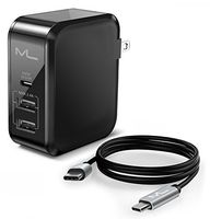 USB Type-C (3A) 41W Dual Port Type-A USB Quick Charging Wall Charger Travel Adapter with Type C, USB to USB C 6.6ft (2M) Braided Nylon Cable for Apple MacBook, iPhone, iPad, Samsung & More