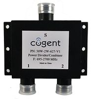 Cogent's 2-way power splitter with N type female 50 Ohm connectors supporting 695-2700 MHz