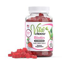 Vita Choose Biotin Gummies 10000mcg - Extra Strength Hair Vitamins - Organic Gluten-Free Vegan Vitamin for Hair Skin and Nail Growth - Strawberry Flavored Supplement for Men and Women - 60 Count