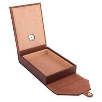 Cigar Humidor - Mini Portable Leather Humidor Cigar Box Cedar Wood Cigarette Container Storage Case (Brown)