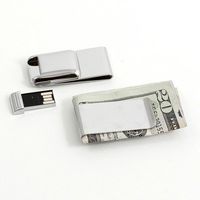 Bey-Berk BB120S Nickel Plated Money Clip with 2 GB Flash Drive. Grey