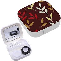 Portable Contact Lens Case Box Travel Kit Mirror + Bottle + Tweezers Container Holder [ Autumn Leaf ]