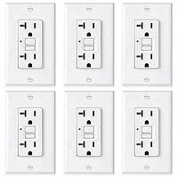 [6 Pack] BESTTEN 20-Amp GFCI Outlet, Slim GFI Receptacle with LED Indicator, Ground Fault Circuit Interrupter, Decorator Wall Plate Included, UL Listed, White