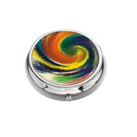 Rex Parker Pill Box -Compact 3 Compartment Medicine Case, Pill Box for Pocket or Purse(Colorful Swirl Artistic pattern)，Circular