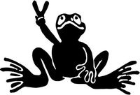 Frog Peace Sign Vinyl Decal Sticker- 6" Wide Gloss Black Color