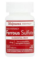 Walgreens Ferrous Sulfate 65mg Elemental Iron High Potency100.0 ea