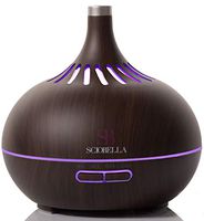 Sciobella Aromatherapy Essential Oil Diffuser with Ultrasonic Waves, 500ml Cool Mist with Color LED Lights and Automatic Shut-off for Office Bedroom Study Yoga Spa (Dark wood)