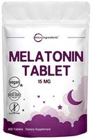 Micro Ingredients Super Melatonin 15mg, 400 Tablets, Nighttime Sleep Aid for More Relaxation, Non-GMO and Vegan Friendly