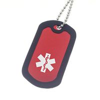 Red Medical ID Dog Tag Necklace - Severe NUT Allergy HAS EPI Pen