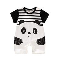 Tomppy Infant Toddler Baby Girls Boys Jumpsuits Romper Short Sleeve Cartoon Panda Printed Playsuits Unisex Clothes Oufits White