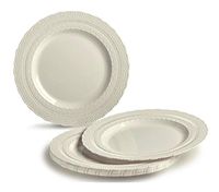 " OCCASIONS" 240 Plates Pack, Extra Heavyweight Vintage Wedding Party Disposable Plastic Plates (8.25'' Appetizer/dessert plate, Chateau Ivory)