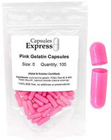 Capsules Express- Size 0 Pink Empty Gelatin Capsules 100 Count - Kosher and Halal Certified - Gluten-Free Pure Bovine Gelatin Pill Capsule - DIY Powder Filling