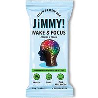 Jimmy! Wake & Focus Bar, Cookies 'N Cream, Protein Bar with Guarana Caffeine, Omega 3 and MCT Oils, 12 Count