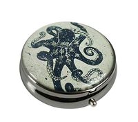 Luxcase Octopus Custom Stainless Steel Round Glass Gun Silver Pill Case Pocket Medical Tablet Holder Decorative Box