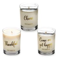 LUNA CANDLE CO. Highly Scented Apple Cinnamon, Vanilla and Peach Bellini Jar Candle (Set of 3) 11oz. Glass, Soy Wax, Long Burning Up to 110 Hours of Burn Time, Aromatherapy, Gift- Merci Beacoup