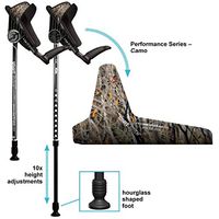 Smart Crutch Performance Series Forearm Crutch with Premium Spring Loaded Flextip, 15-90 Degree Rotation - 2 Adult Ergonomic Adjustable Walking Aids - Small, Camouflage Outdoor