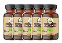 900 Capsules Organic Holy Basil–100% Organic Holy Basil Powder, 350mg Per Serving | Veg Capsules (5 Pack of 180 Cap Each)