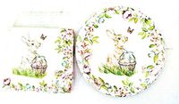 Easter Bunny with Basket Floral Dinner Paper Plates and Napkins