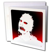 3dRose ZOMBIES white zombie 1 on white - Greeting Cards, 6 x 6 inches, set of 12 (gc_25580_2)