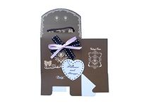 5x Gift box with double ribbon and affectionate tag - Good for parties, presents - 7.5cm x 6cm x 4.5cm