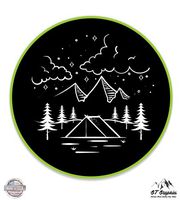 GT Graphics Camping Mountains - 8" Vinyl Sticker - for Car Laptop I-Pad - Waterproof Decal