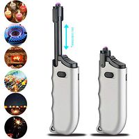 Electric Arc Candle Lighter, Adjustable Neck for Camping Cooking BBQ Fireworks (Silver)