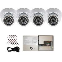 Evertech 4 Pcs 1080p HD Weatherproof Dome Cameras Wide Angle Lens Indoor/Outdoor Night Vision Security Surveillance Camera with 4 Channel 3 Amper PTC Fuse CCTV Metal Power Supply Box