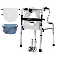 Professional Walking Frame Adjustable Travel Walker with Wheels and Flip Board for Elderly, Seniors, Handicap, Disabled Max 180kg(400lbs)