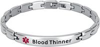 Elegant Surgical Grade Steel Medical Alert ID Bracelet for Men and Women (Women's, Blood Thinner)