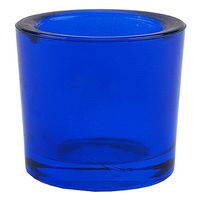 Bluecorn Beeswax Heavy Glass Votive and Tea Light Candle Holders (12, Dark Blue)
