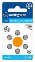 Westinghouse Hearing aid Batteries A13, Zinc Air Batteries, Mercury Free (A13, 60 Counts)