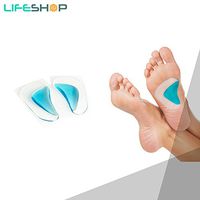 LifeShop Orthopedic Half Gel Insoles for Plantar Fasciitis and Heel Spurs Bundle Pack of 2 Pairs